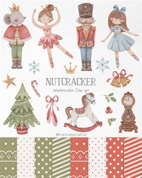 Nutcracker Watercolor Clipart Christmas Cliparts Ballet Graphics