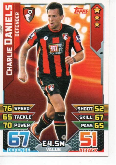 Match Attax Premier League Charlie Daniels Trading Card On