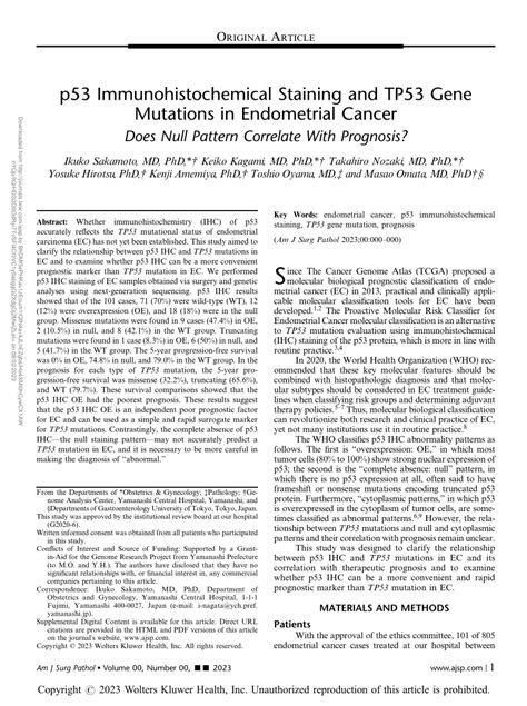 Pdf P53 Immunohistochemical Staining And Tp53 Gene Mutations In