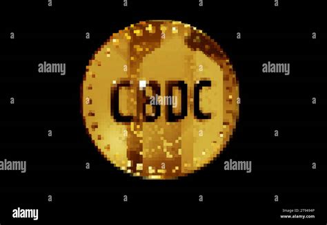 CBDC Digital Currency Cryptocurrency Gold Coin In Retro Pixel Mosaic