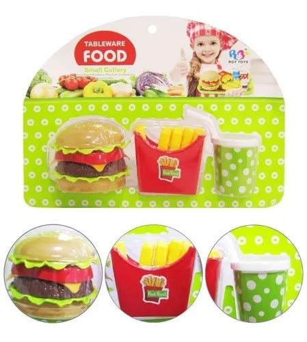 Kit Cozinha Infantil Lanche Hamburguer Batata Refri Food à venda em