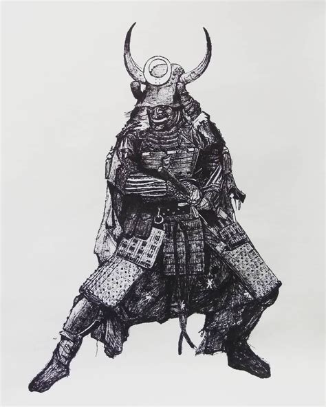 Samurai Armor Drawing - linka-w-strzepkach