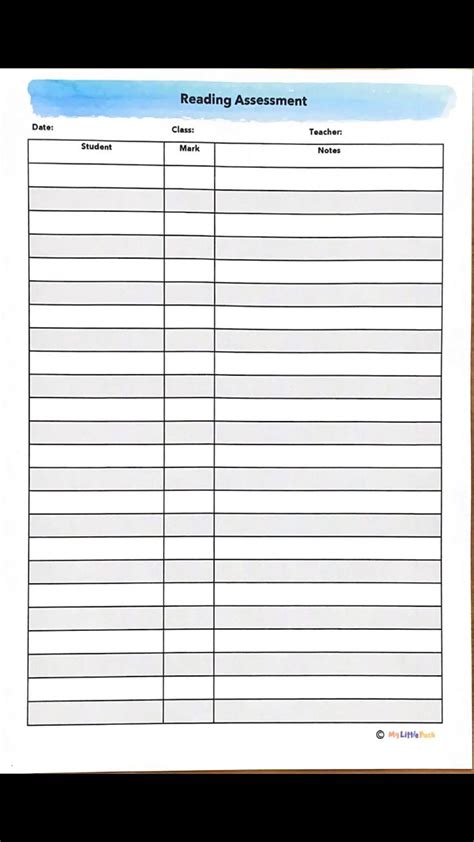 Teacher Assessment Record Templates