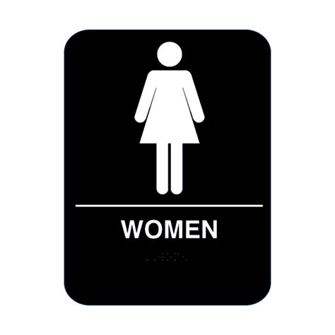 Women Restroom Sign With Braille Black #CR-W68-BL