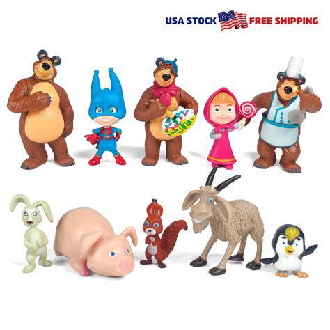 masha   bear set   pcs cake topper action figures toy