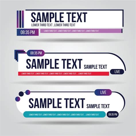 Lower Third White And Colorful Design Template Modern Contemporary Set