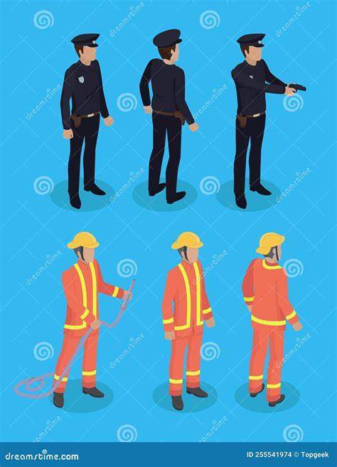 Police Officer and Firefighter Vector Illustration Stock Vector ...