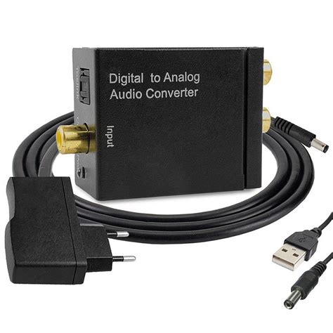 Conversor De Udio Digital Ptico E Coaxial Para Anal Gico Rca Cabo