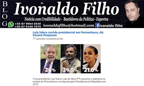 Blog Do Ivonaldo Filho comenta pesquisa sobre liderança Presidencial no