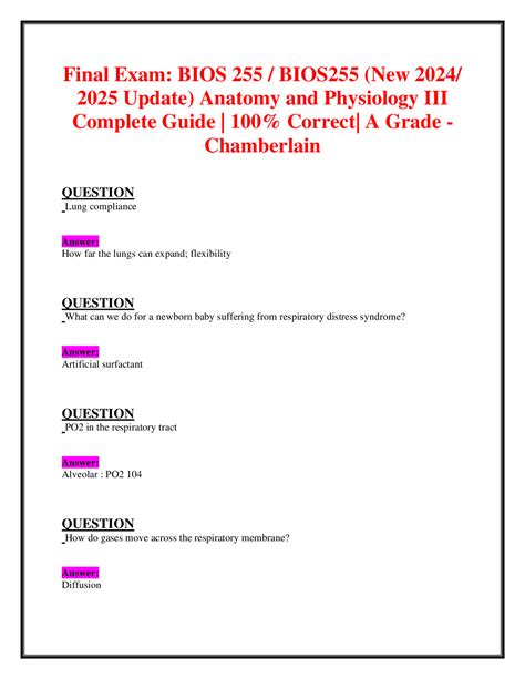 Exam 2 Bios 255 Bios255 New 2024 2025 Update Anatomy And