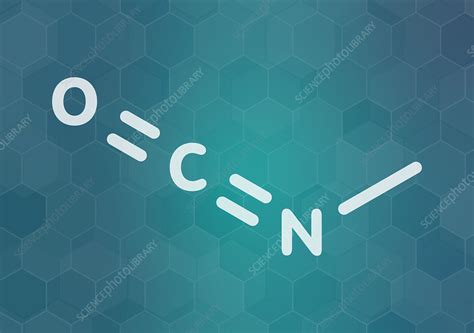 Methyl isocyanate toxic molecule, illustration - Stock Image - F029/9626 - Science Photo Library