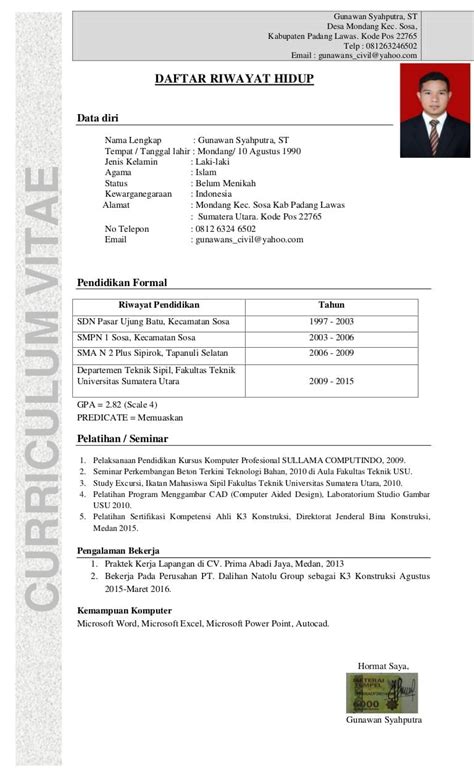 Top Contoh Cv Teknik Sipil 42 Dalam Inspirasi Desain Curriculum Vitae