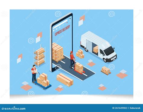 3d Isometric Logistics And Delivery Services Concept With People