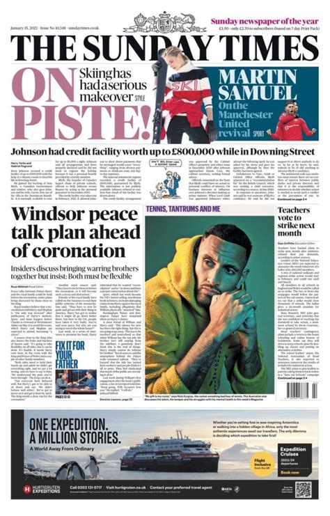 Sunday Times Front Page Th Of January Tomorrow S Papers Today