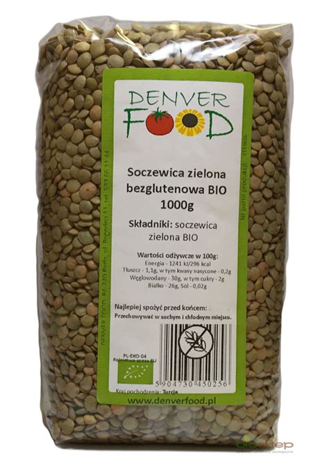 Soczewica zielona bezglutenowa BIO 1kg DenverFood Żywność Sklep