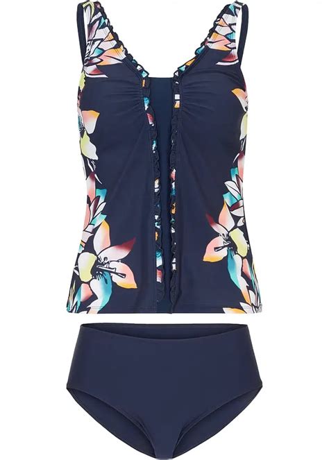 Attraktiver Tankini Mit Aufwendigem Druck Blau Floral Bonprix