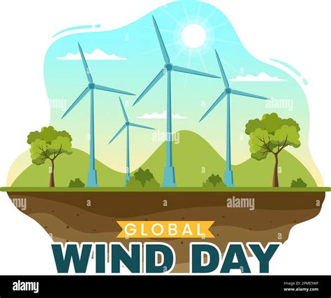 Global Wind Day Vector Illustration On June With Earth Globe And