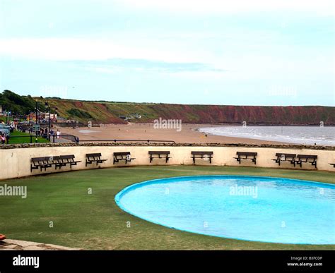 Paddling Pool And North Beach At Fileynorth Yorkshireenglanduk Stock