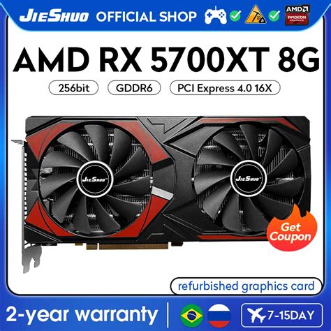 JIESHUO Tarjeta Gr Fica Para Juegos AMD RX 5700XT 8G 2560 Gpu Gddr6 256