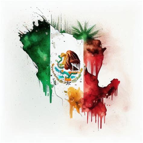 Premium AI Image Mexican Flag In Watercolor Style By Generative AI