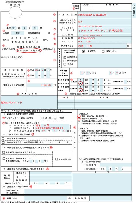 【法人設立届出書の書き方】（都道府県、市区町村バージョン）の内容、記入例を懇切丁寧に説明します！【その2】