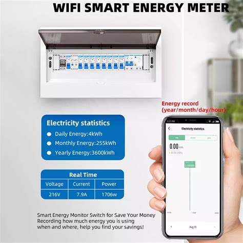 A Tuya Wifi Smart Circuit Breaker P N Smart Switch Energy Meter Kwh