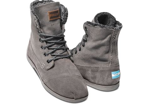 Toms Canvas Suede Mens Utility Boots In Gray For Men Ash Lyst