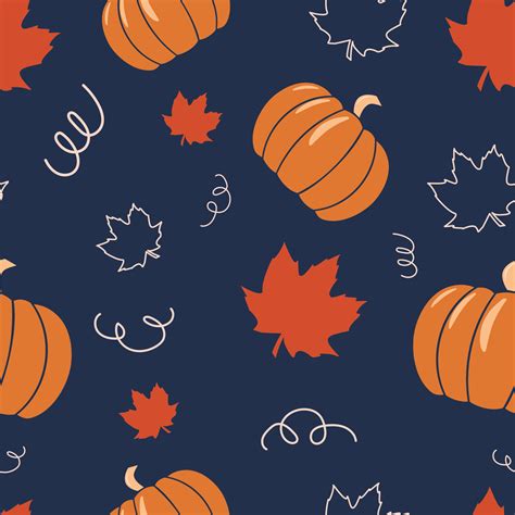 Cute pumpkins and leaves seamless vector pattern for fabric, wrapping ...