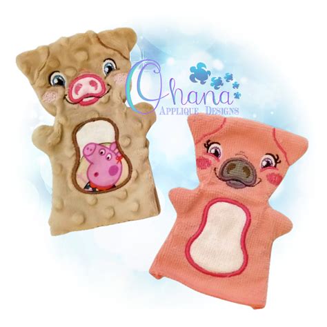 Pig Hand Puppet Embroidery Design- Ohana Applique Designs