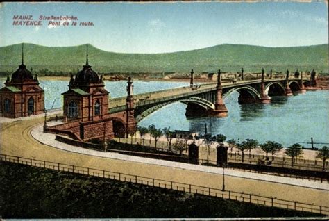 Ansichtskarte Postkarte Mainz am Rhein Straßenbrücke akpool de