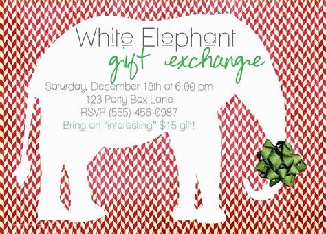 Free White Elephant Party Invitation Template Of White Elephant Copy Annette Joseph ...