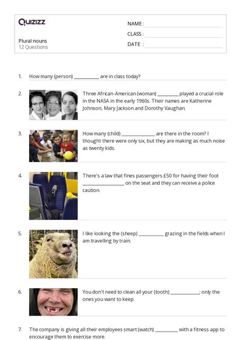 50 Plural Nouns Worksheets On Quizizz Free And Printable