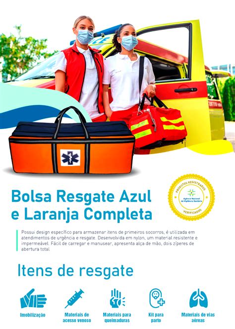 Bolsa Resgate Azul E Laranja Completa Tamanho G Medbit