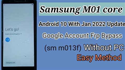 Samsung M01 Core SM M013F Android 10 Frp Bypass Remove Google Account