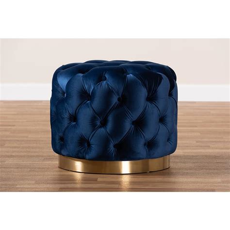 Baxton Studio Valeria Glam Royal Blue Velvet Fabric Upholstered Gold