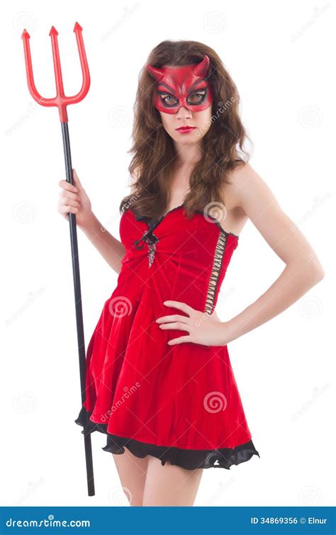 Woman As Red Devil Stock Photo Image Of Scary Black 34869356