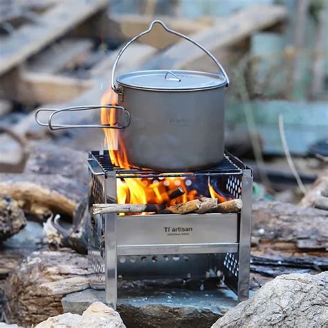 Stufa Pieghevole A Legna In Acciaio Inox Macchina Da Cucina Portatile