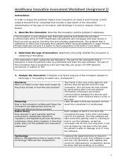 C A Healthvana Innovation Assessment Worksheet Jacklyn James Docx