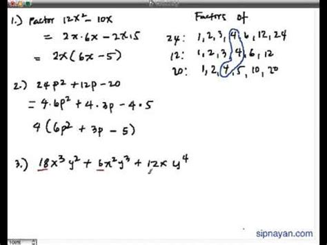 Common Monomial Factor Worksheet With Answers