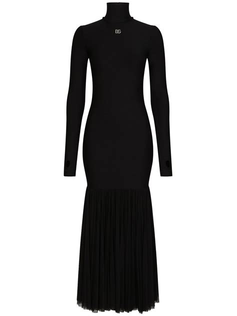 Dolce Gabbana Ruffle Hem Midi Dress Black FARFETCH