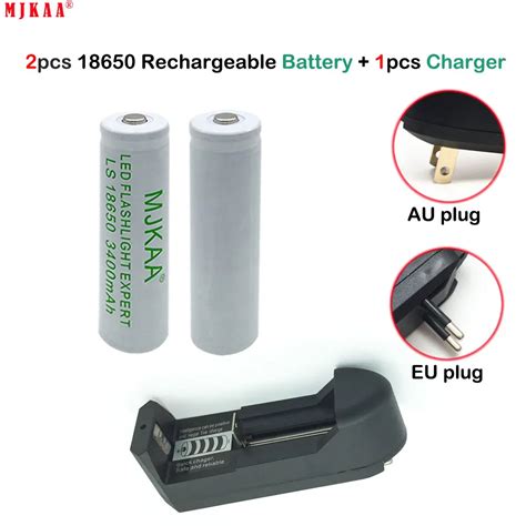 2pcs 18650 Battery 37v 3400mah Rechargeable Li Ion Battery One