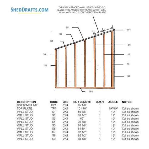 8x10 Lean To Garden Shed Plans Blueprints Storage 07 Left Wall Frame