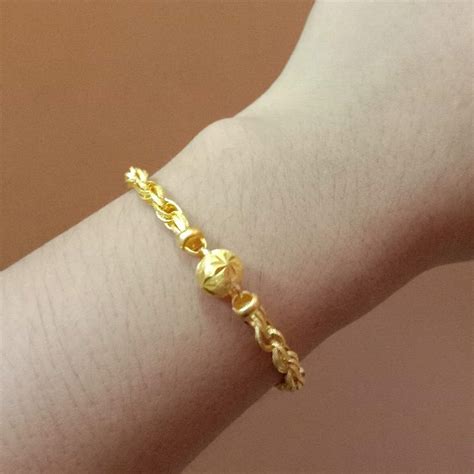 Thai 24k Gold Bracelet Women 24k Solid Gold Chain 24k Gold Etsy