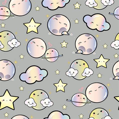 Premium Vector Cute Kawaii Night Sky Seamless Pattern Background