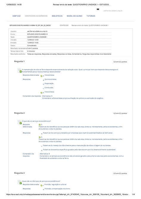 Estudos Disciplinares Iv Questionario I ESTUDOS DISCIPLINARES IV 6596