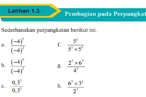 Ini Kunci Jawaban Matematika Latihan Pembagian Pada Perpangkatan