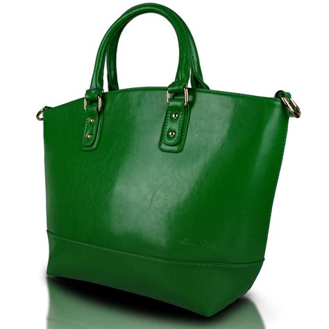 L1110 Miss Lulu Classic Leather Look Tote Handbag Green