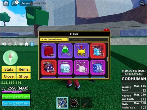 Blox Fruits 2550 Lvl GodHuman MAX Dark Mammoth Fruit Spirit Fruit