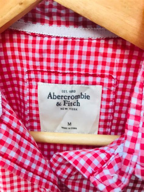 Abercrombie And Fitch Red Checkered Longsleeves Mens Fashion Tops