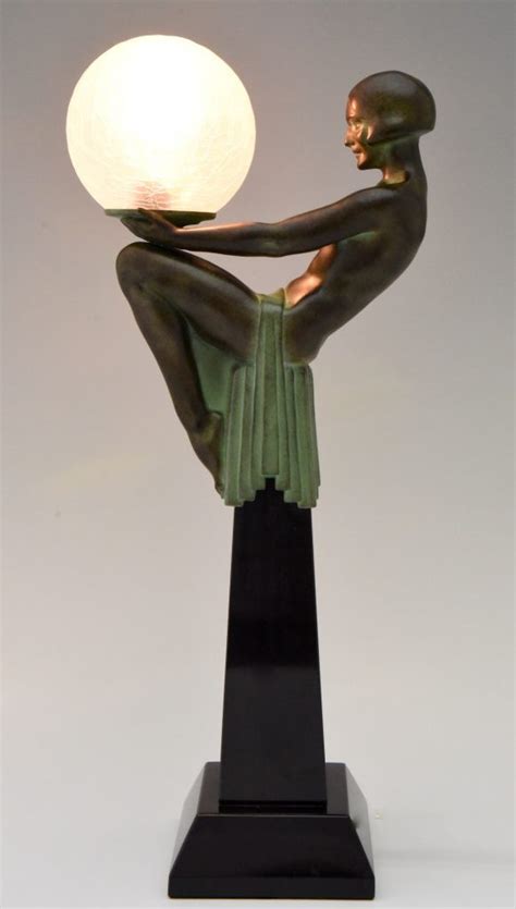 Art Deco Style Lamp Nude Holding A Globe ENIGME Deconamic